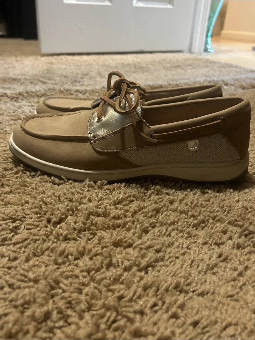Sperry Women's Tan & Gold Slip-On Boat Shoes